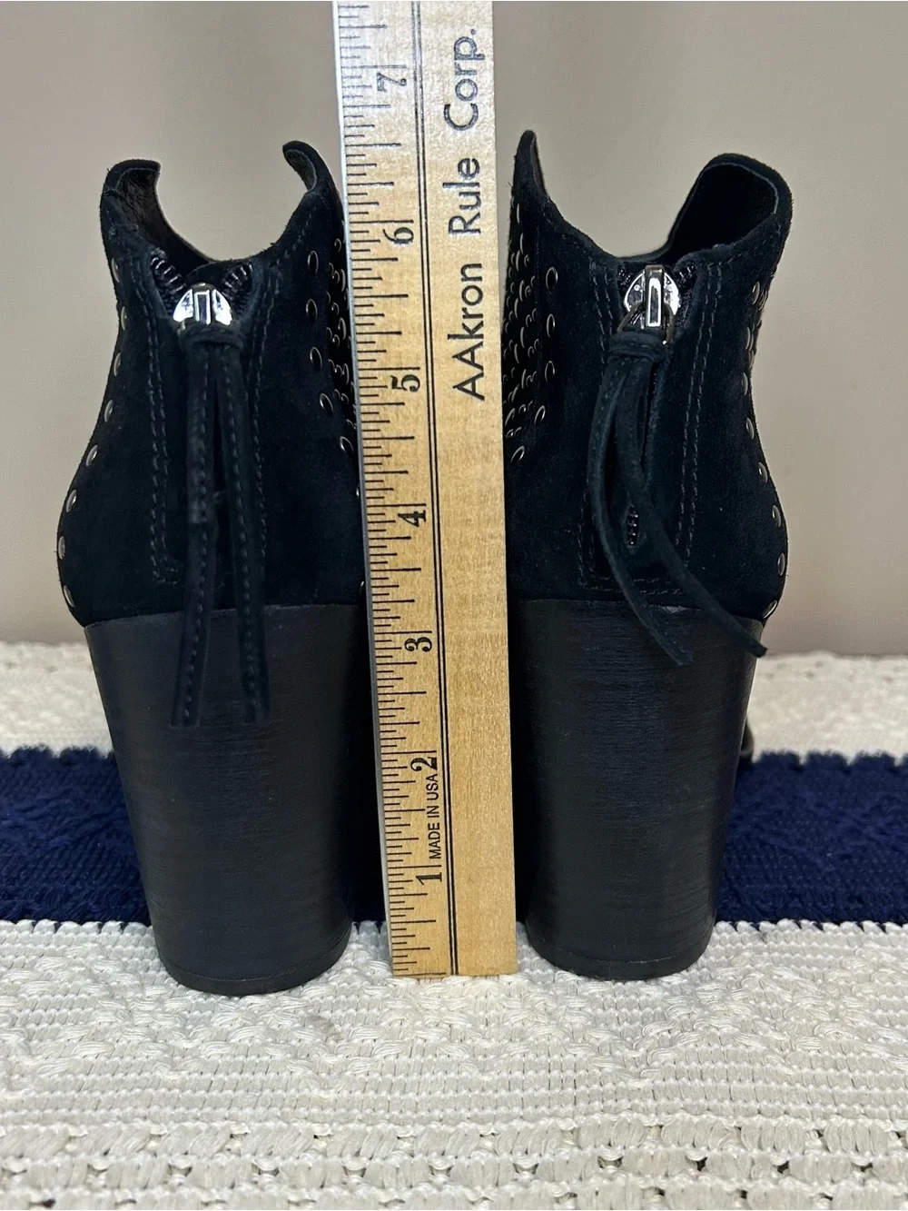 Vince Camuto Black Soft Brushed Leather Studded Ankle Booties